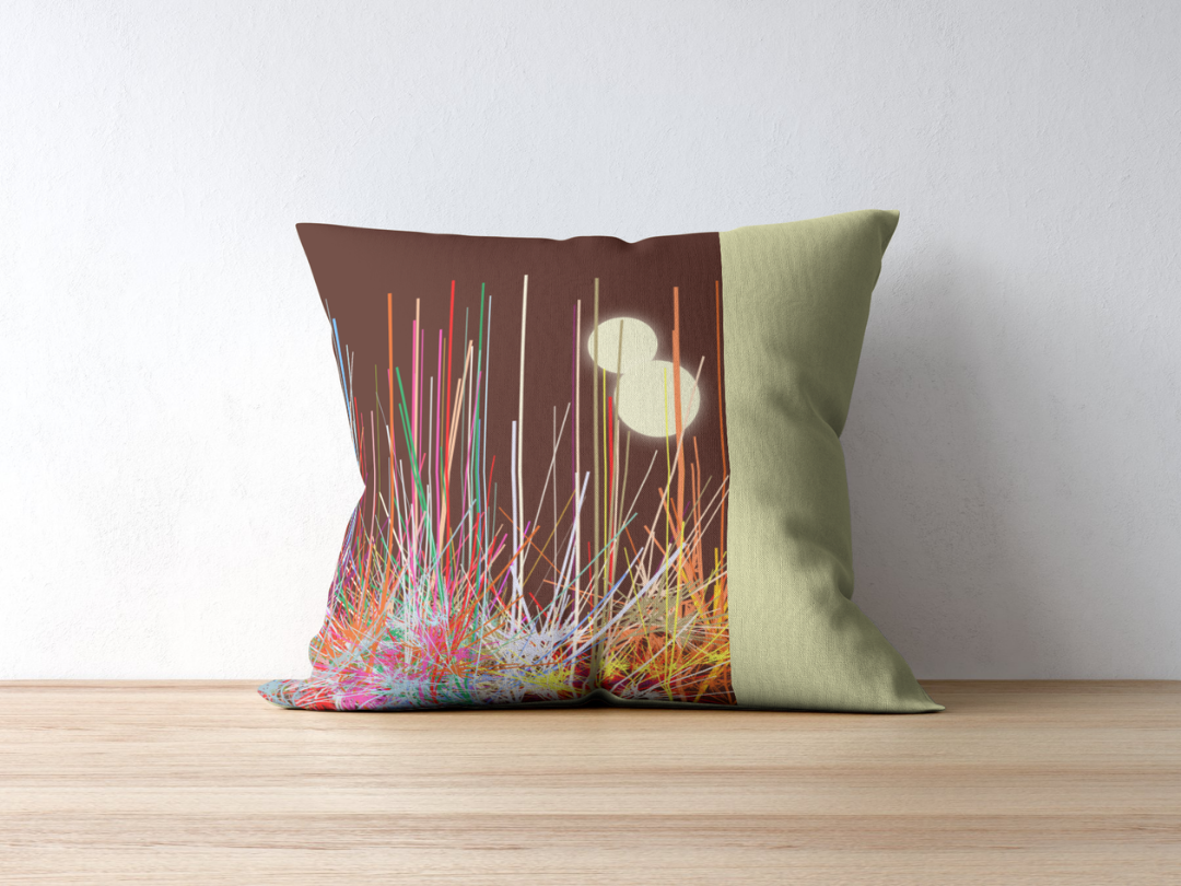 Celestial Grove cushion — applied composition
