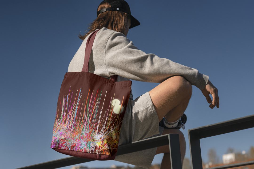 Celestial Grove tote bag — applied composition