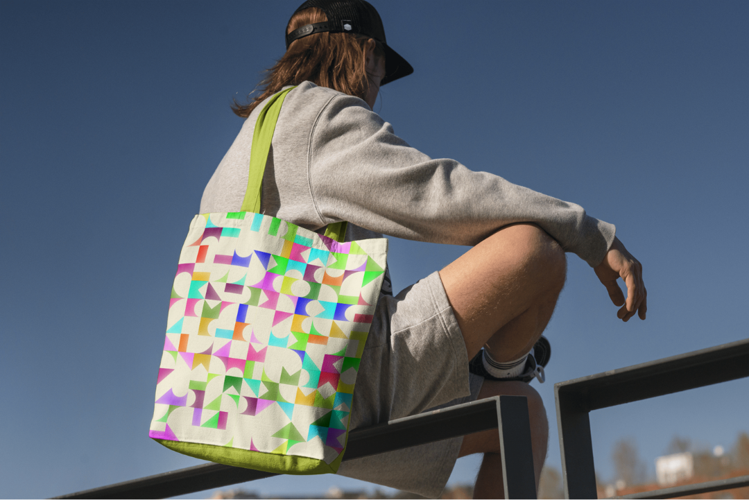 Citrus Mosaic tote bag — applied composition