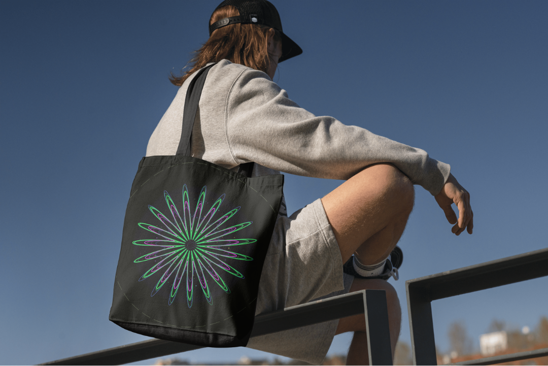Corolla tote bag — applied composition