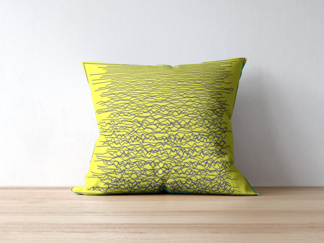Crazy Letter cushion — applied composition