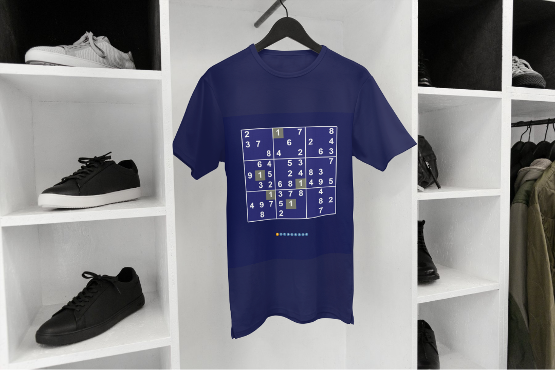 Enigma Sudoku t-shirt — applied composition