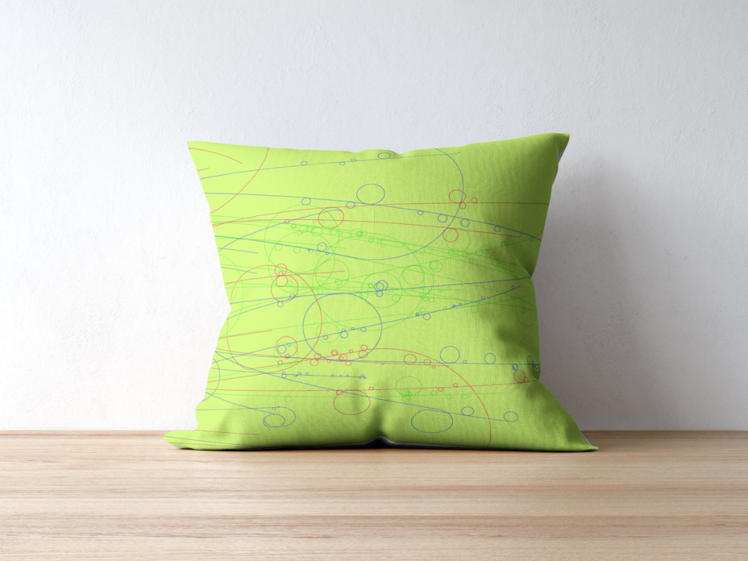 Ephemeral Whirls cushion — applied composition