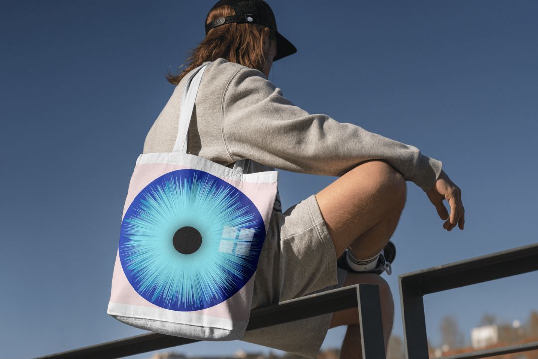 Eyes tote bag — applied composition