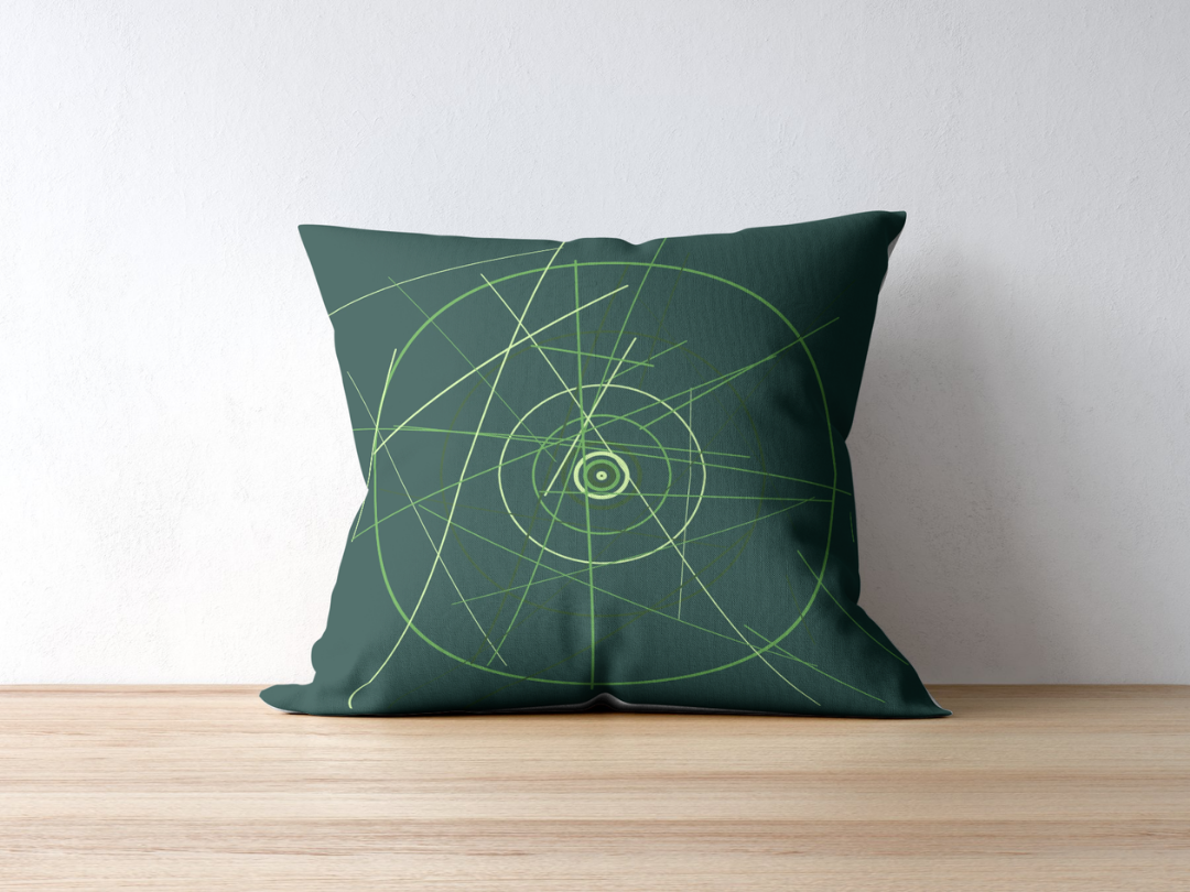 Fibonacci Circles cushion — applied composition
