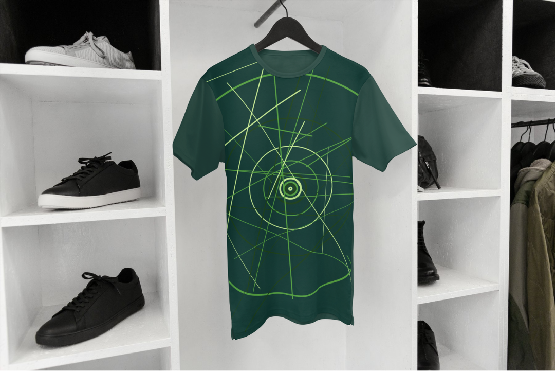 Fibonacci Circles t-shirt — applied composition
