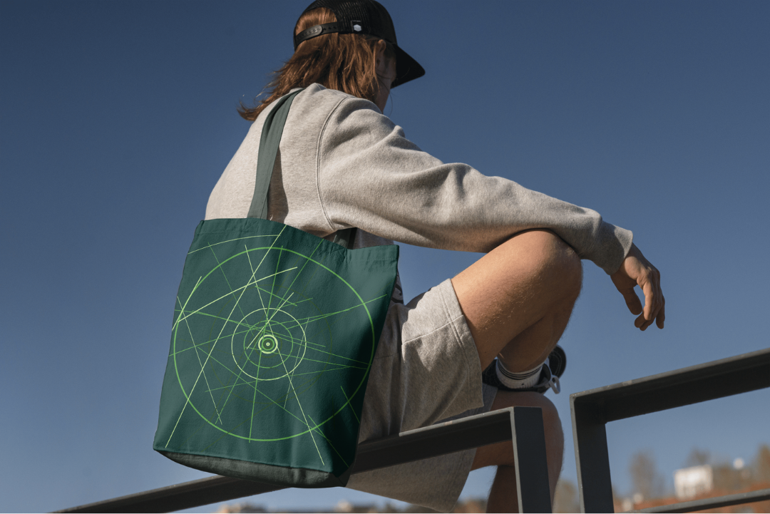 Fibonacci Circles tote bag — applied composition