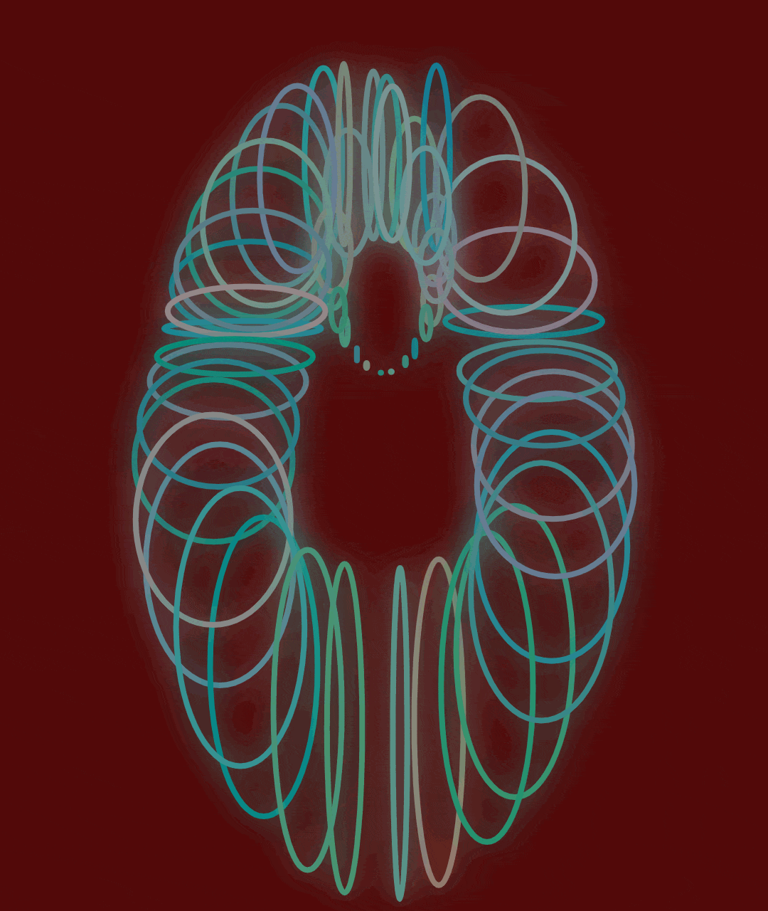 Cyan Golden Ellipses — animated Fibonacci orbit
