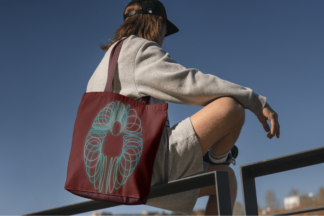 Fibonacci's Spin tote bag — applied composition