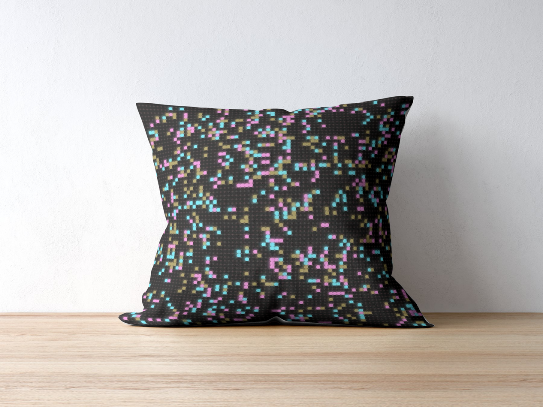 Game of Seeds cushion — applied composition