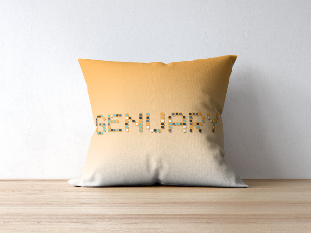 Genuary Word cushion — applied composition