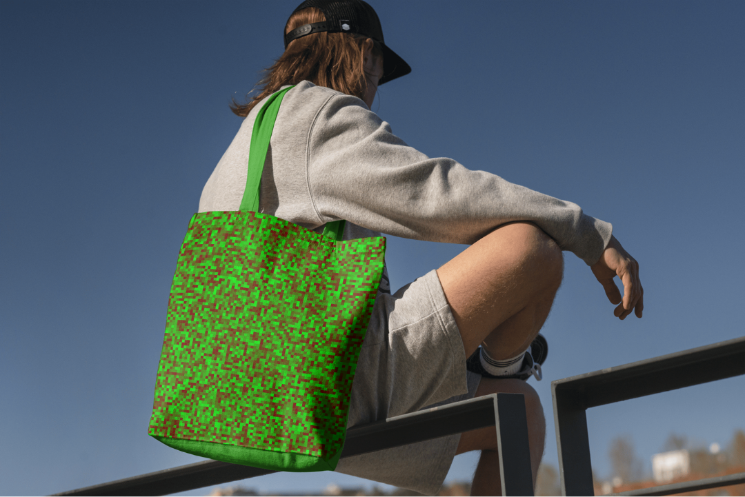 Gradient Grid tote bag — applied composition