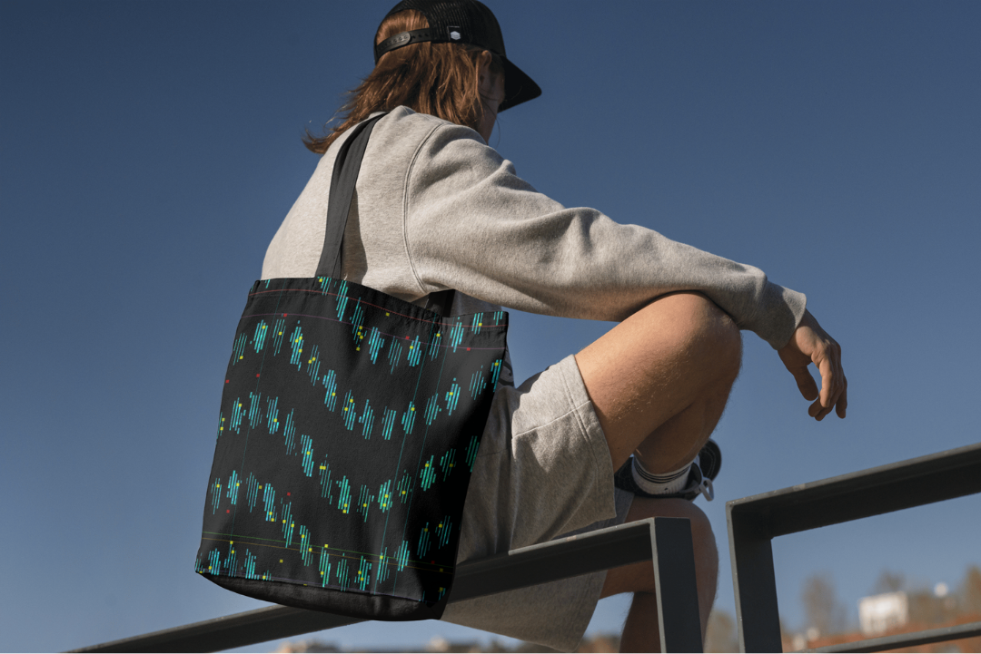 Matrix Rain tote bag — applied composition