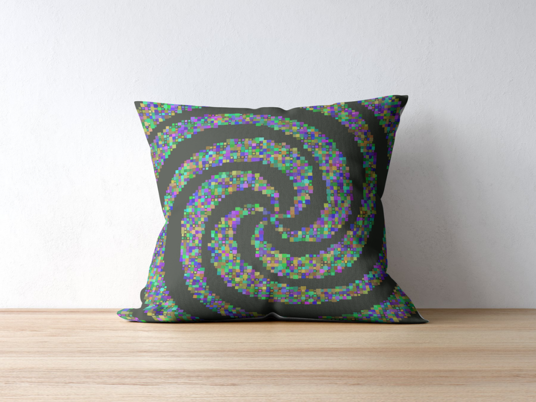 Mosaic Field cushion — applied composition