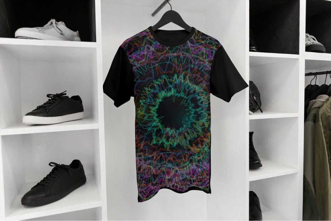 Neon Arcade t-shirt — applied composition
