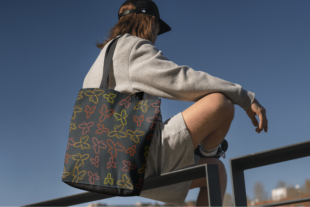 Organic Shapes tote bag — applied composition
