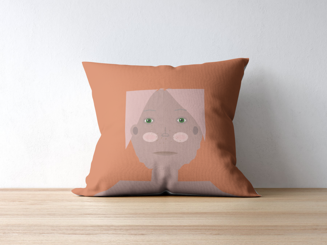 Portrait Series cushion — applied composition