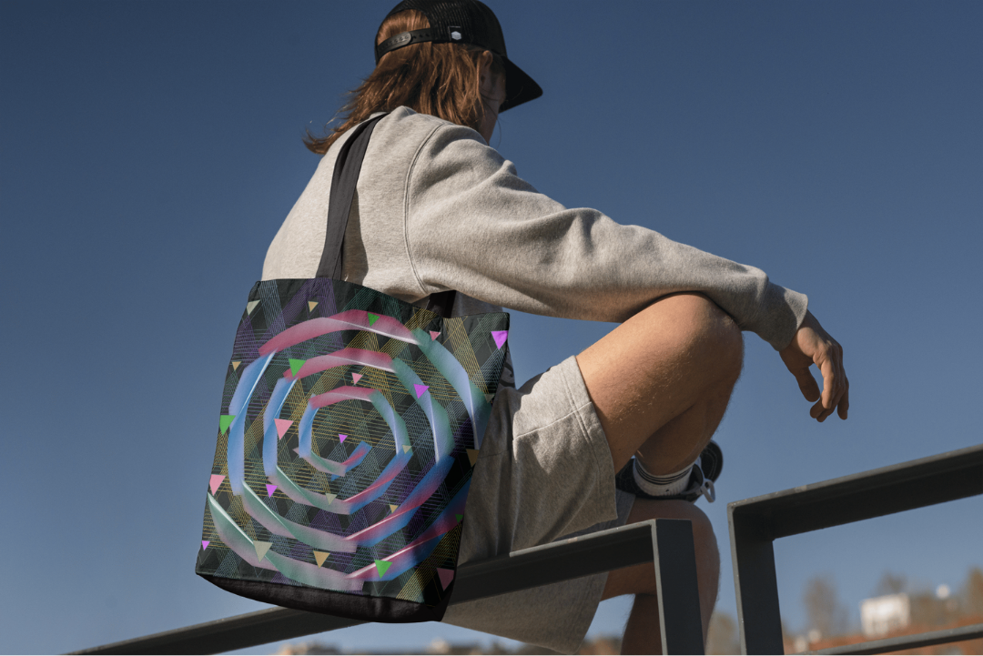 Triangulum tote bag — applied composition