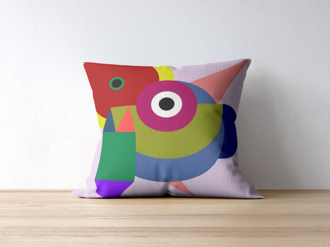 Wandering Eyes cushion — applied composition