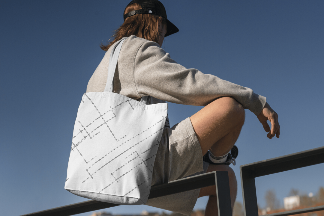 Wandering Tiles tote bag — applied composition